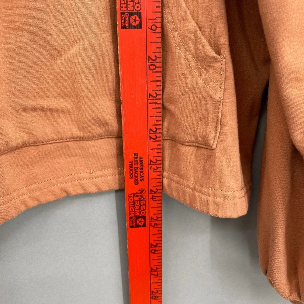 Paper Crane Hoodie Womens Large Terracotta Balloon Sleeve Pullover Ribbed Knit - Picture 3 of 13